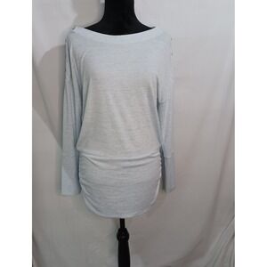 Women's WHBM Blue Lightweight Long Sleeve Tunic w Button Shoulder Size Small